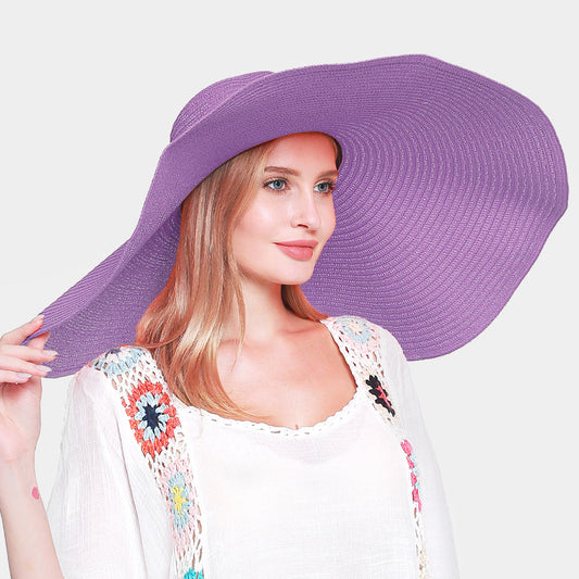 HATEGORY Solid Straw Sun Hat
