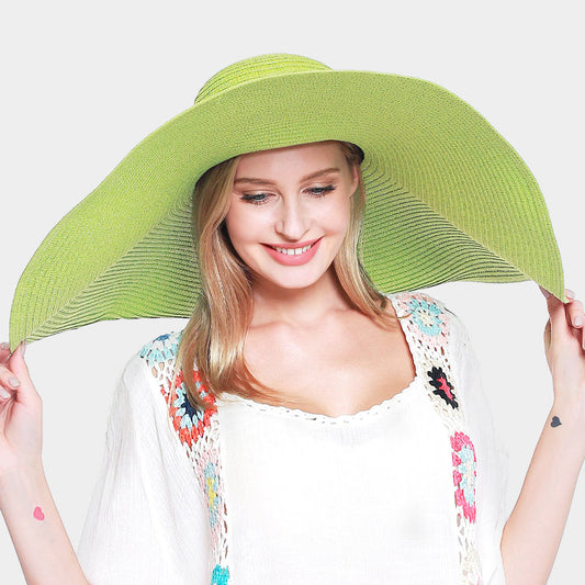 HATEGORY Solid Straw Sun Hat