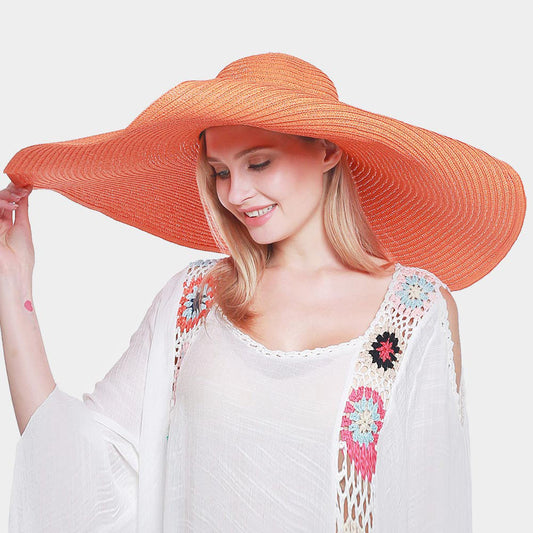 HATEGORY Solid Straw Sun Hat