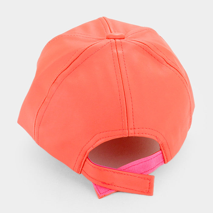 HATEGORY Solid Faux Leather Baseball Cap