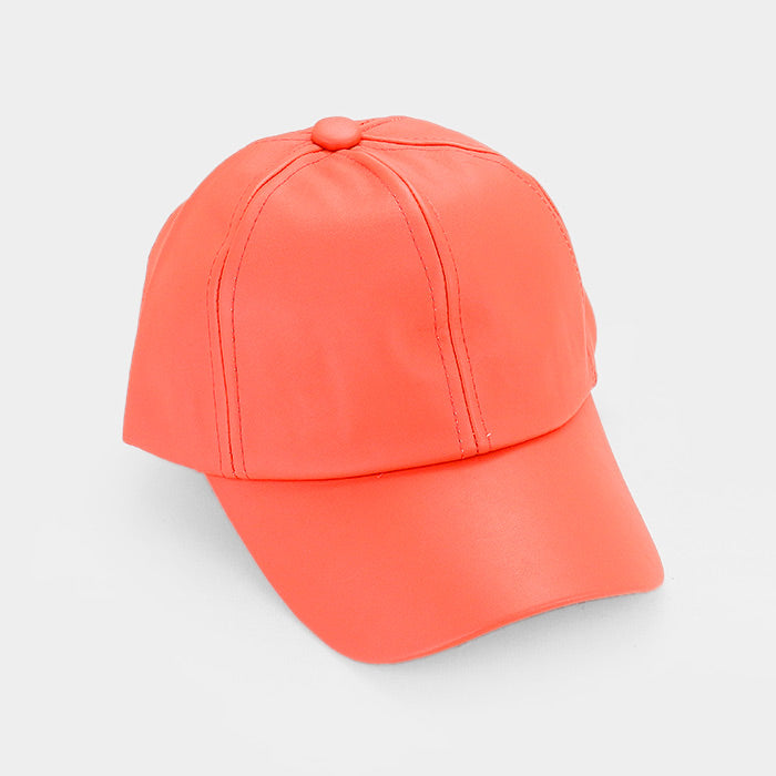 HATEGORY Solid Faux Leather Baseball Cap