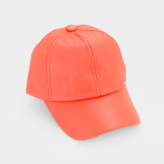 HATEGORY Solid Faux Leather Baseball Cap