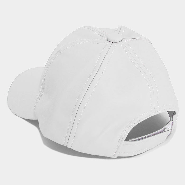 HATEGORY Solid faux leather baseball cap