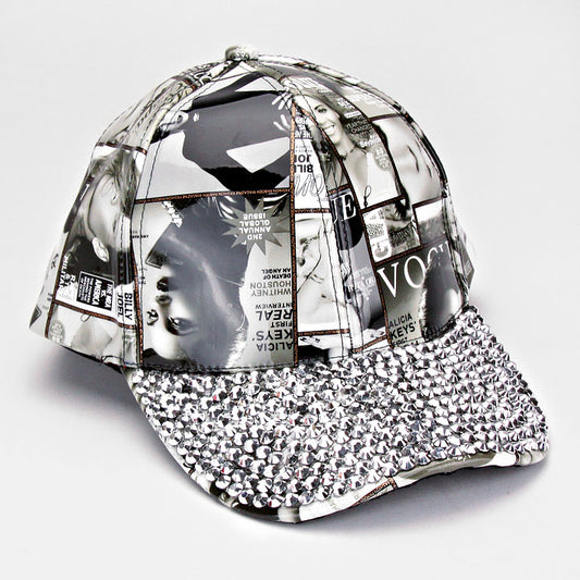 HATEGORY MAGAZINE COLLAGE BLINGED BRIM SNAPBACK CAP
