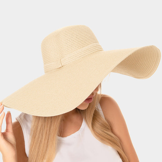 HATEGORY Solid Floppy Straw Sun Hat