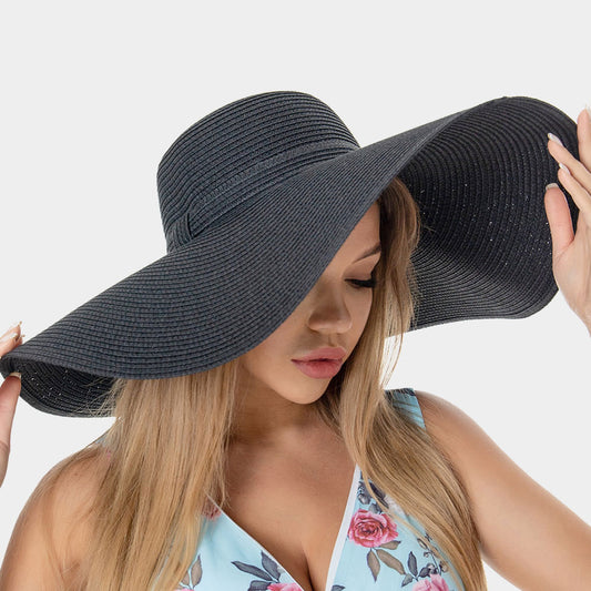 HATEGORY Solid Floppy Straw Sun Hat