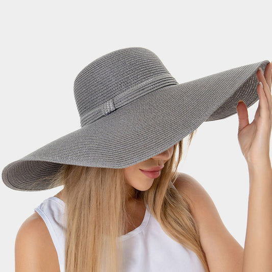 HATEGORY Solid Floppy Straw Sun Hat