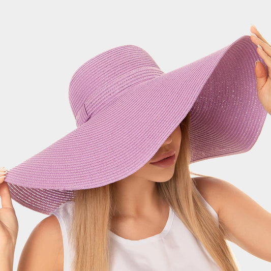 HATEGORY Solid Floppy Straw Sun Hat