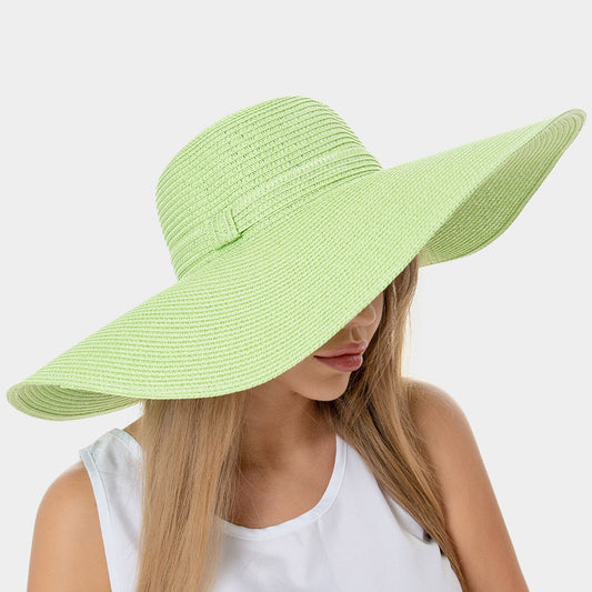 HATEGORY Solid Floppy Straw Sun Hat