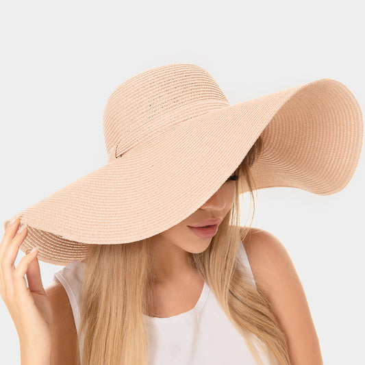 HATEGORY Solid Floppy Straw Sun Hat
