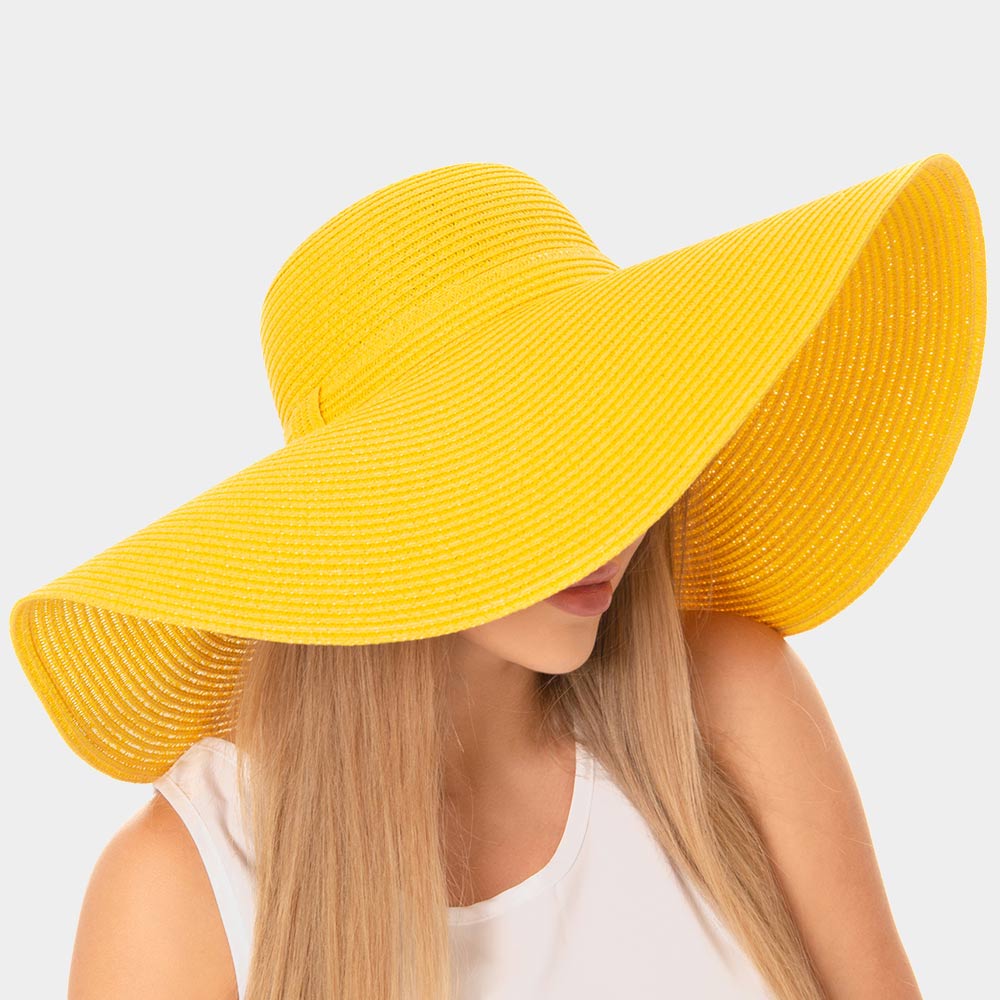HATEGORY Solid Floppy Straw Sun Hat
