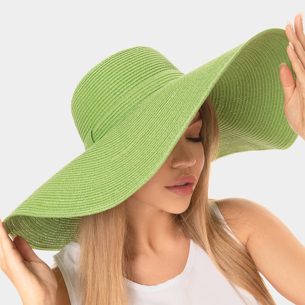 HATEGORY Solid Floppy Straw Sun Hat