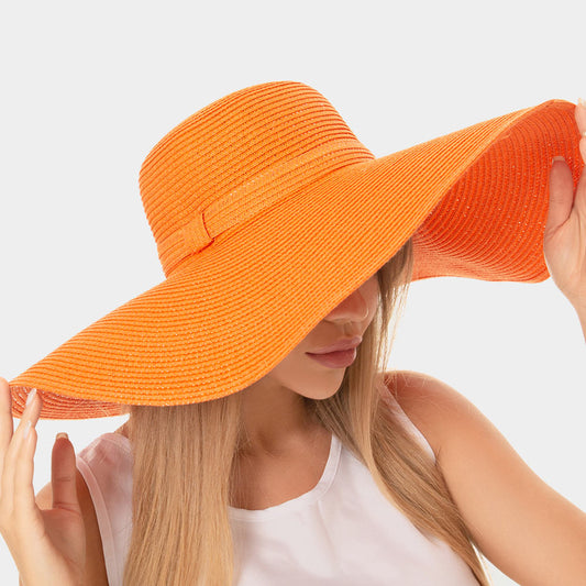 HATEGORY Solid Floppy Straw Sun Hat