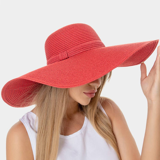 HATEGORY Solid Floppy Straw Sun Hat