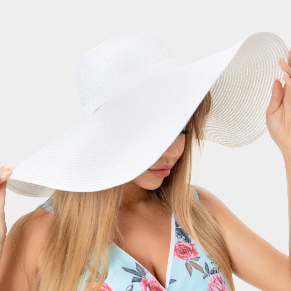 HATEGORY Solid Floppy Straw Sun Hat