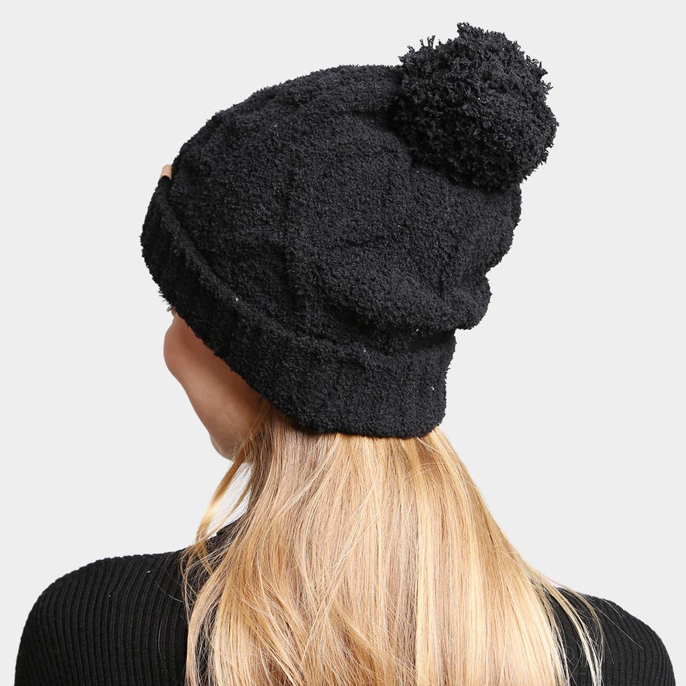 HATEGORY Solid Color Cable Knit Beanie