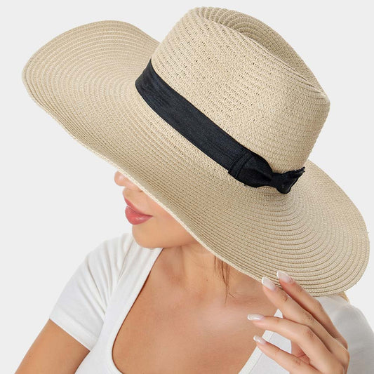 HATEGORY Bow Band Straw Sun Hat