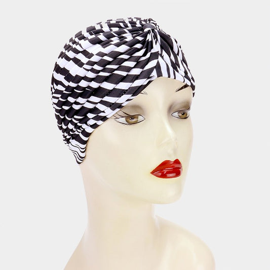 HATEGORY Zebra pattern turban hat