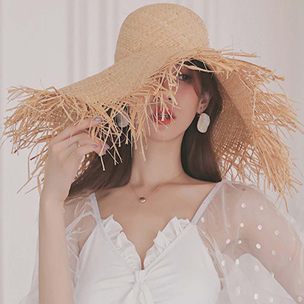 HATEGORY Frayed Straw Sun Hat