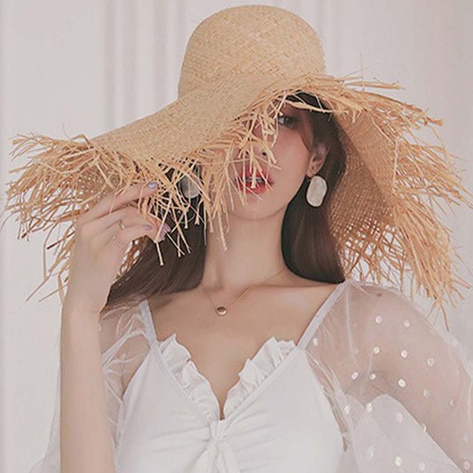 HATEGORY Frayed Straw Sun Hat