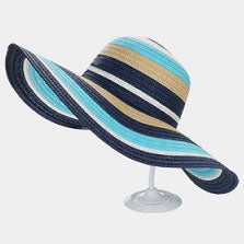 HATEGORY Color Block Straw Floppy Sun Hat