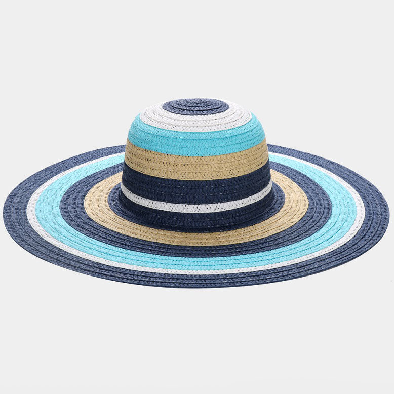 HATEGORY Color Block Straw Floppy Sun Hat