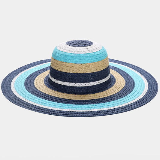 HATEGORY Color Block Straw Floppy Sun Hat