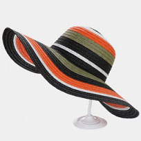 HATEGORY Color Block Straw Floppy Sun Hat