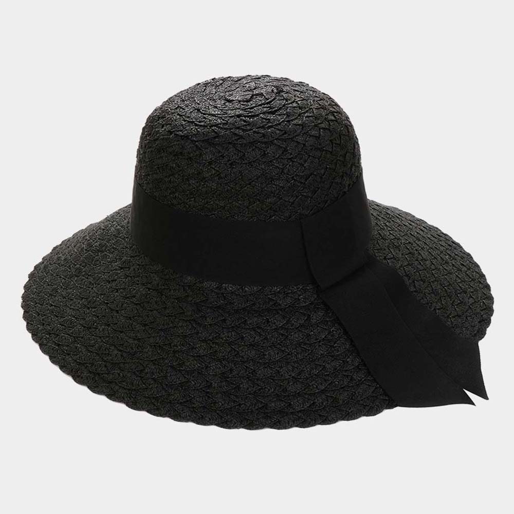 HATEGORY Bow Band Straw Floppy Sun Hat