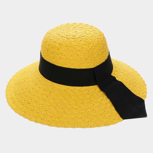 HATEGORY Bow Band Straw Floppy Sun Hat
