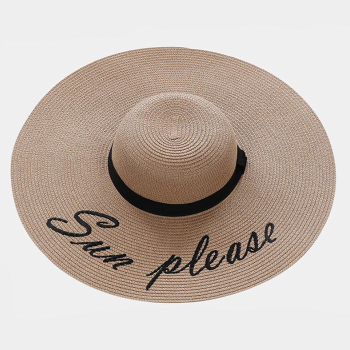 HATEGORY 'Sun Please' Straw Floppy Sun Hat