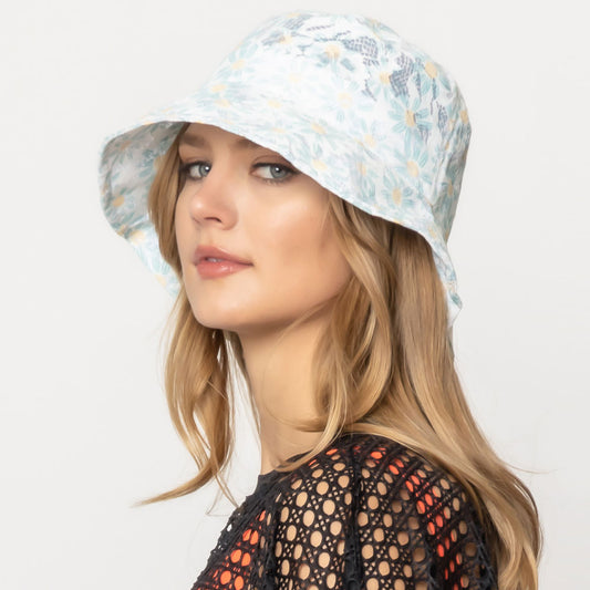 HATEGORY Daisy Flower Print Lace Bucket Hat