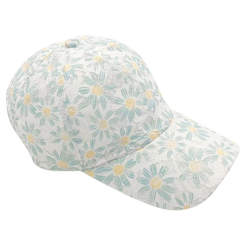 HATEGORY Daisy Flower Print Lace Baseball Cap