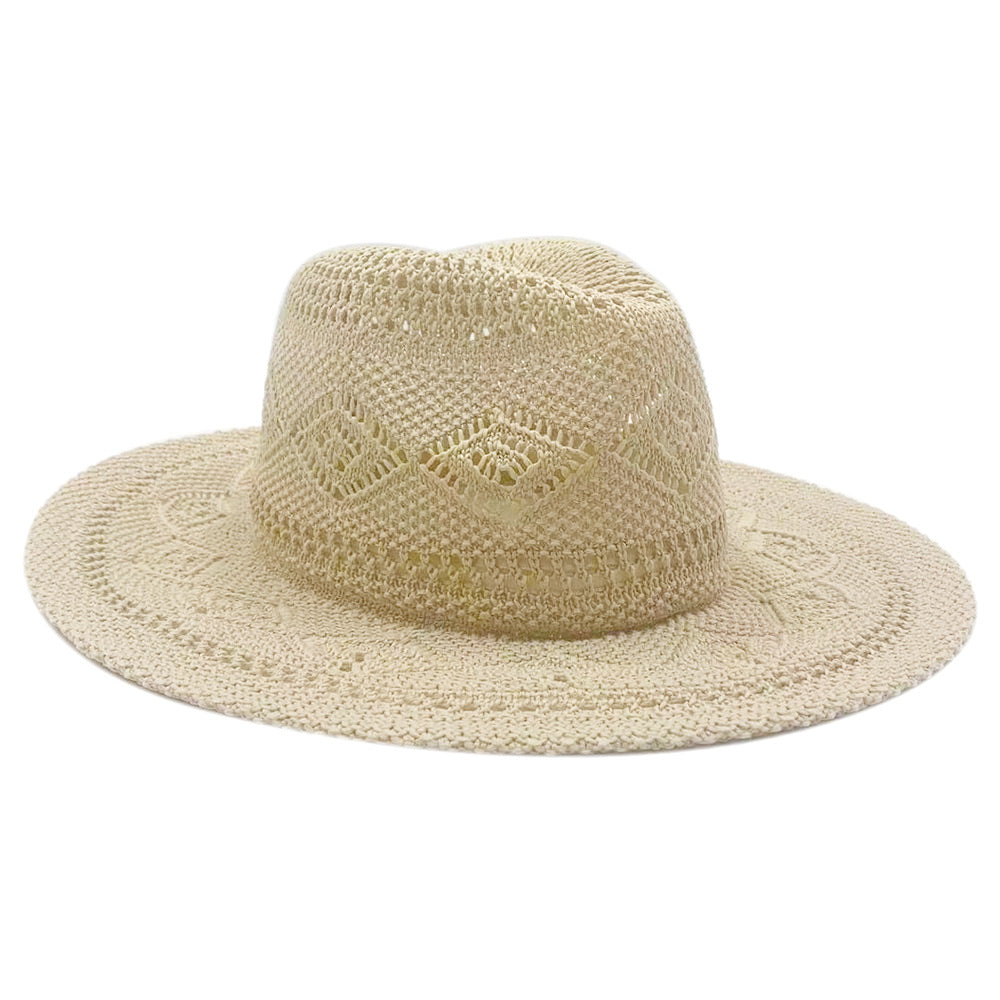 HATEGORY Pattern Detailed Straw Panama Sun Hat