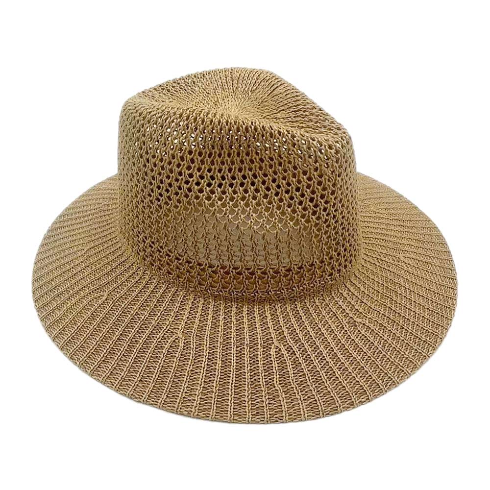 HATEGORY Lurex Metallic Straw Panama Sun Hat