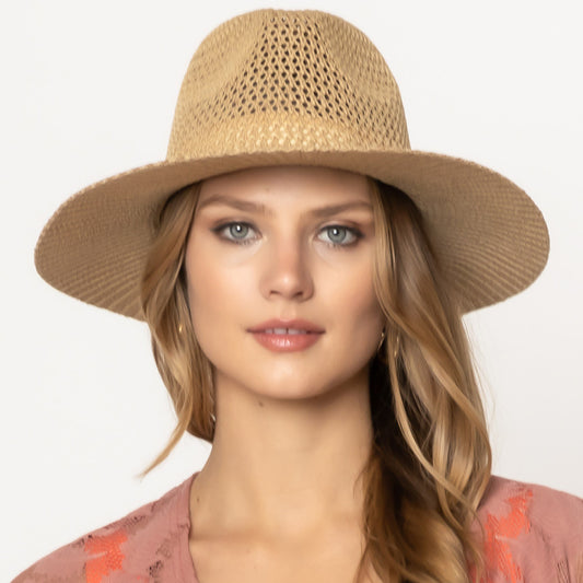 HATEGORY Lurex Metallic Straw Panama Sun Hat