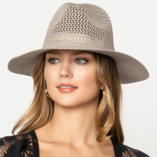 HATEGORY Lurex Metallic Straw Panama Sun Hat