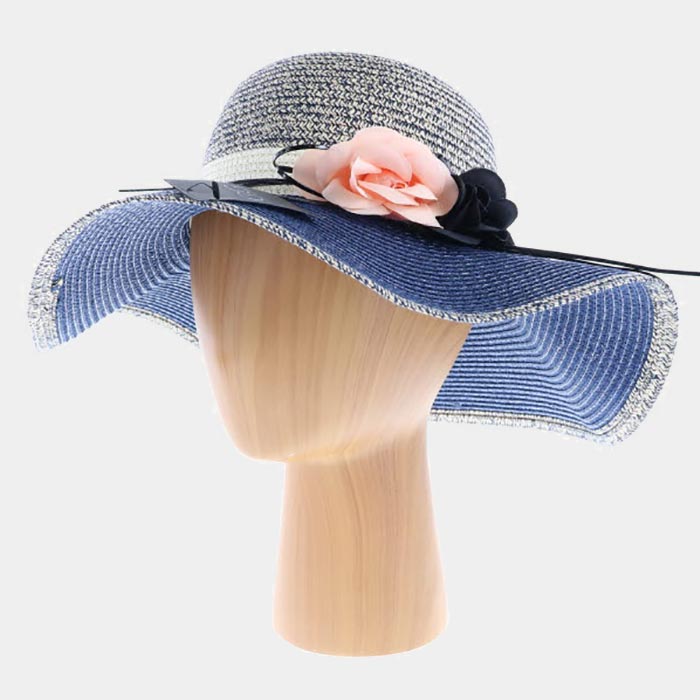 HATEGORY Straw Floppy Hat With Flowers