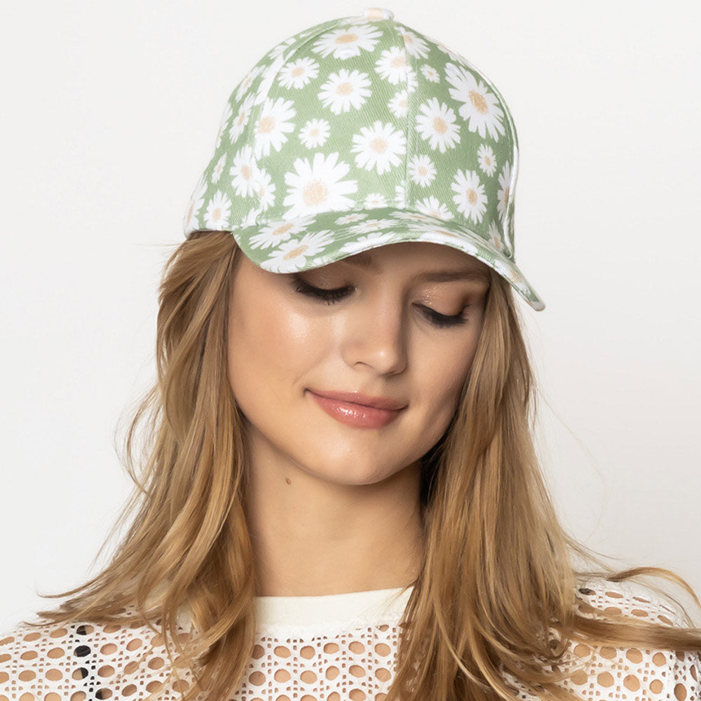 HATEGORY Daisy Flower Patterned Baseball Cap