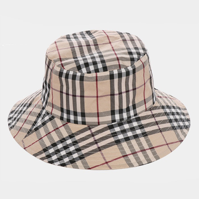 HATEGORY Plaid Check Pattern Reversible Bucket Hat