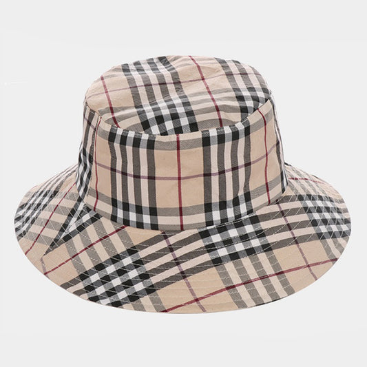 HATEGORY Plaid Check Pattern Reversible Bucket Hat