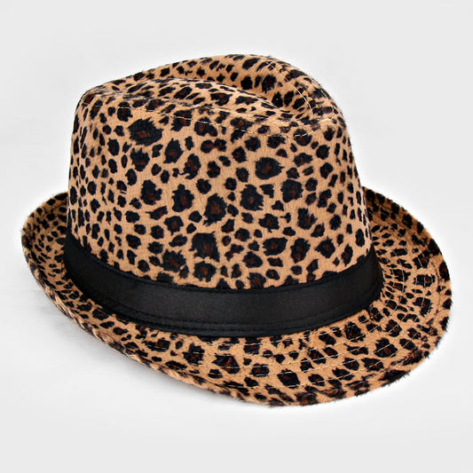 HATEGORY Leopard Print Felt Fedora