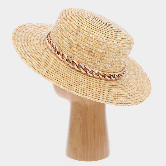 HATEGORY Chain Band Straw Sun Hat