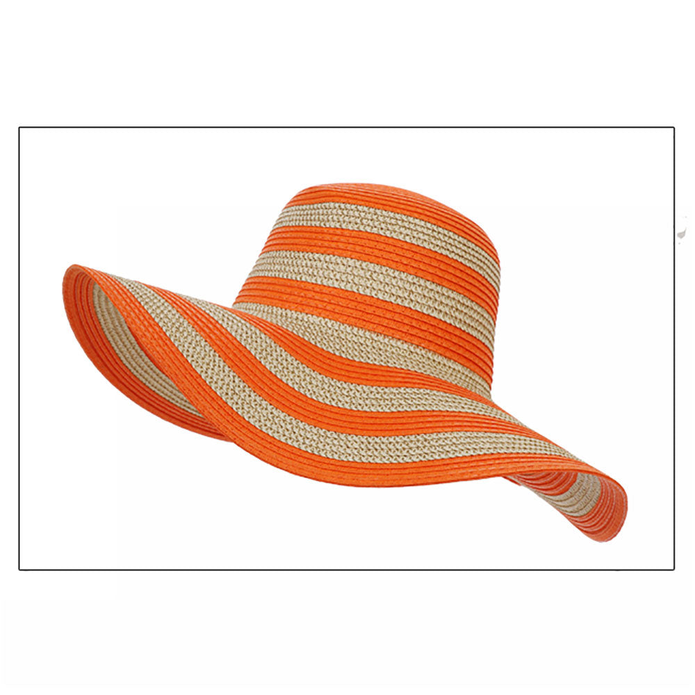 HATEGORY Stripe Straw Floppy Beach Sun Hat