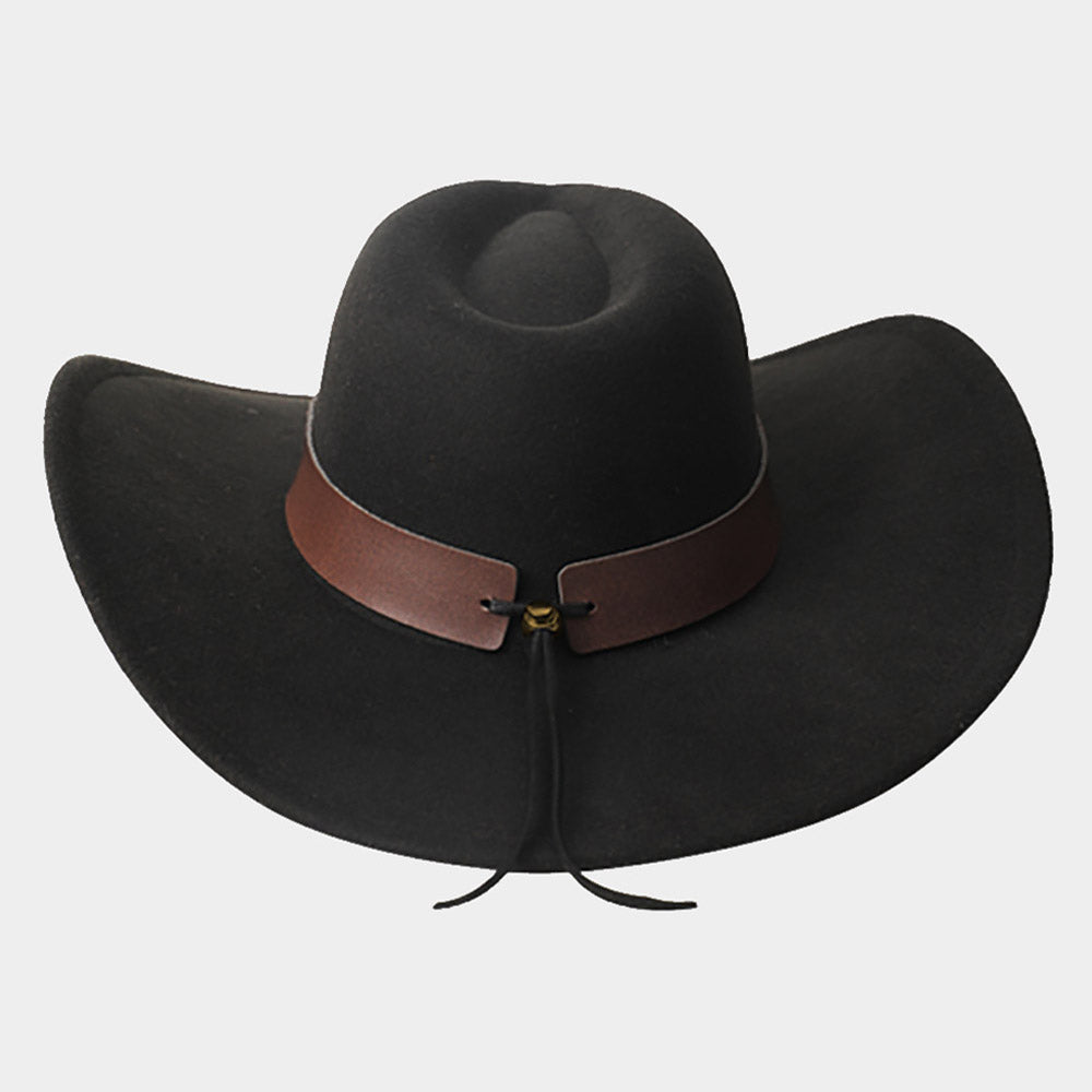 HATEGORY Steer Head Pointed Faux Leather Band Cowboy Hat