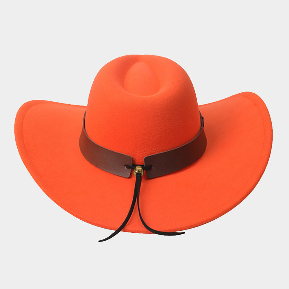 HATEGORY Steer Head Pointed Faux Leather Band Cowboy Hat