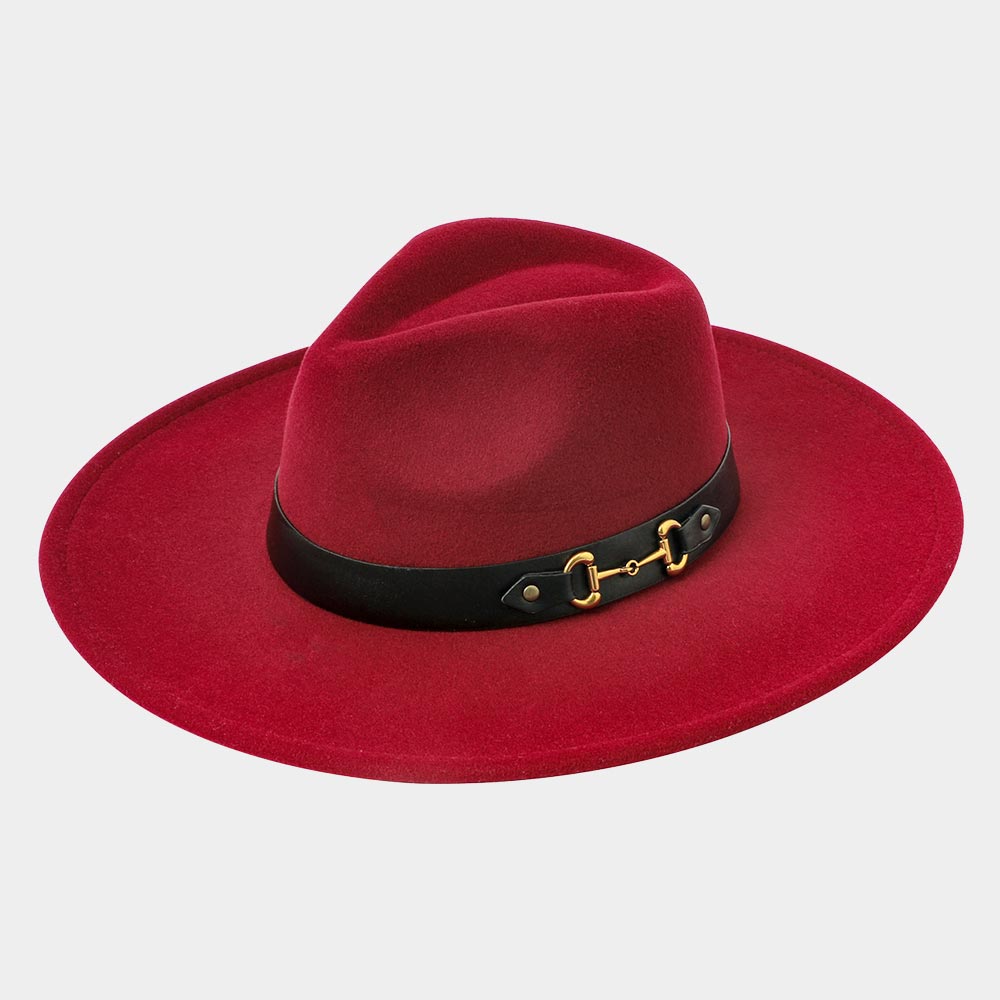HATEGORY Buckle Accented Band Solid Panama Hat