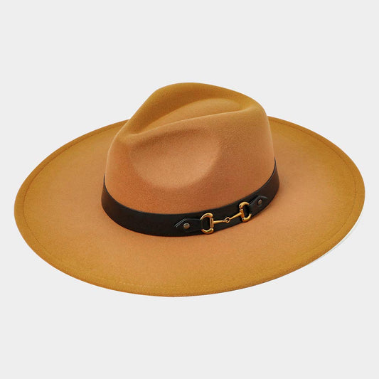 HATEGORY Buckle Accented Band Solid Panama Hat