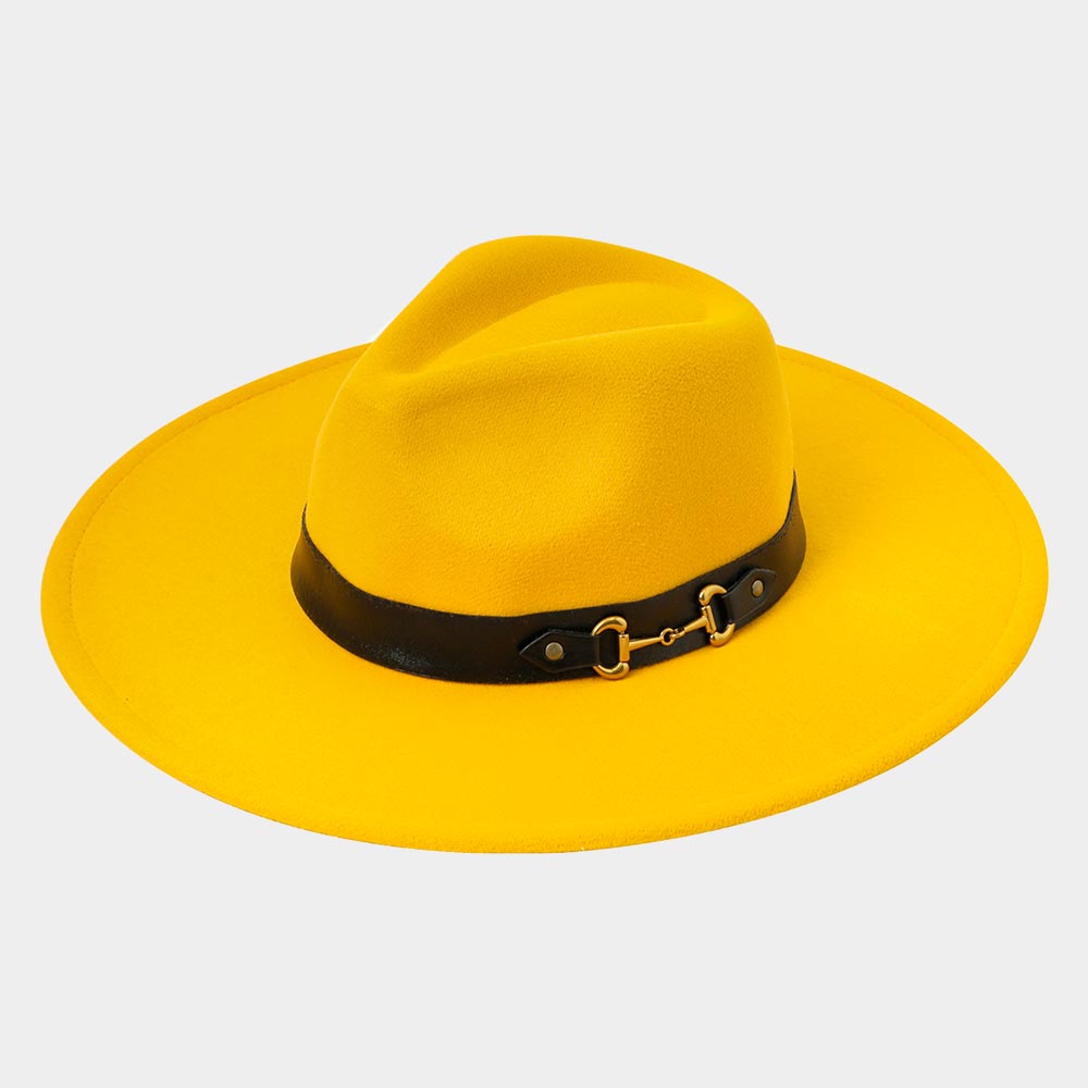 HATEGORY Buckle Accented Band Solid Panama Hat