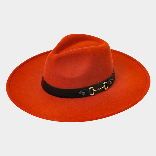 HATEGORY Buckle Accented Band Solid Panama Hat